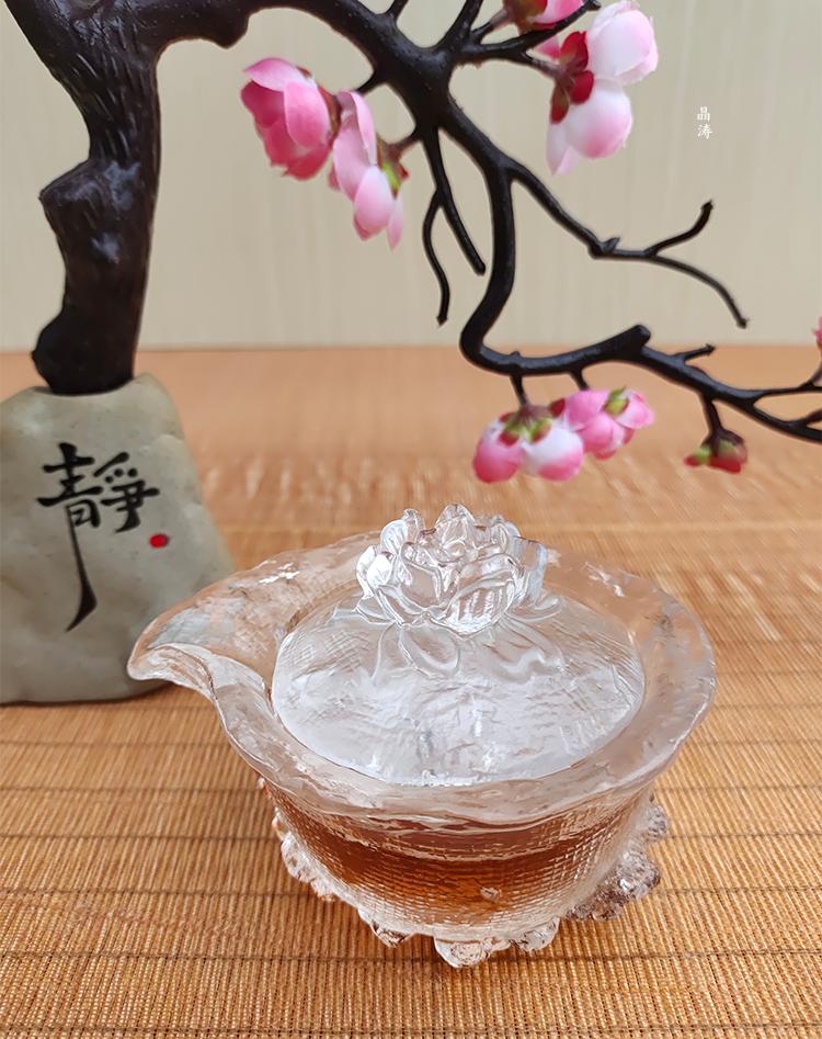 Glass tea set The peony tureen