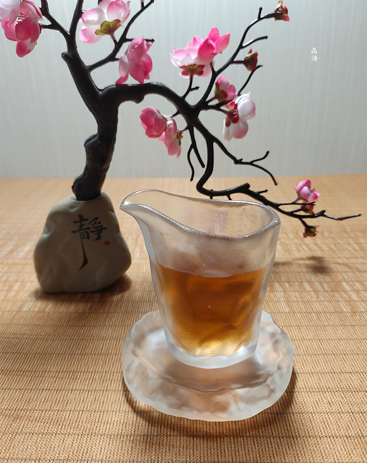 Glass tea set Stone pattern justice cup